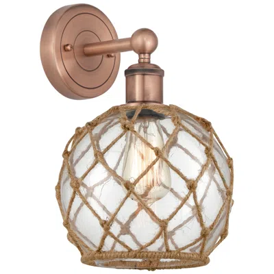 Innovations Lighting Edison Farmhouse Rope 12"h Copper Sconce W/ Clear Glass Brown Shade
