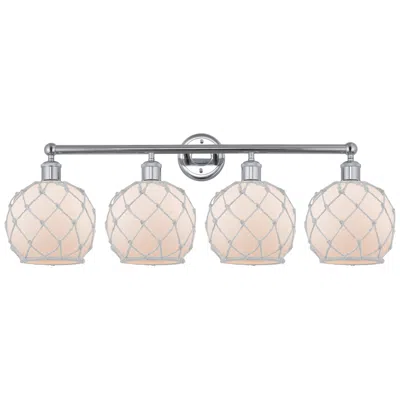 Innovations Lighting Edison Farmhouse Rope 35"w 4 Light Chrome Bath Light W/ White Shade