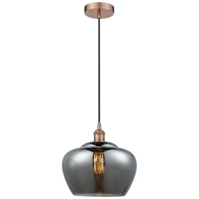 Innovations Lighting Edison Fenton 11" Antique Copper Mini Pendant W/ Plated Smoke Shade