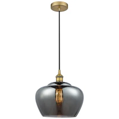 Innovations Lighting Edison Fenton 11" Brushed Brass Mini Pendant W/ Plated Smoke Shade
