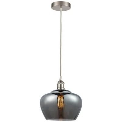 Innovations Lighting Edison Fenton 11" Brushed Satin Nickel Mini Pendant W/ Plated Smoke Sh