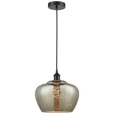 Innovations Lighting Edison Fenton 11" Matte Black Mini Pendant W/ Mercury Shade