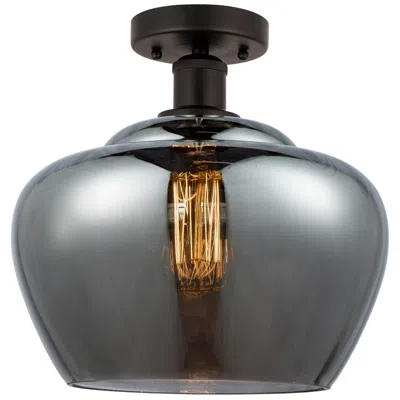 Innovations Lighting Edison Fenton 11" Oil Rubbed Bronze Semi Flush Mount W/ Plated Smoke S