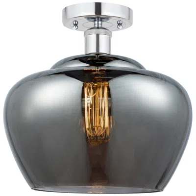 Innovations Lighting Edison Fenton 11" Polished Chrome Semi Flush Mount W/ Plated Smoke Sha