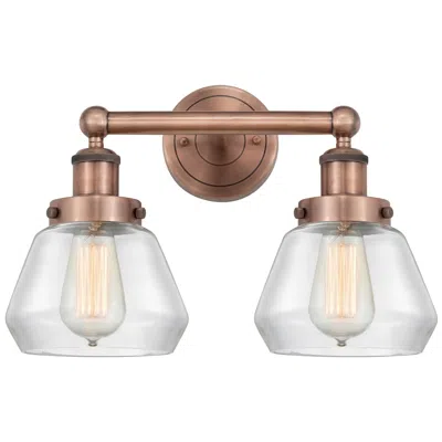 Innovations Lighting Edison Fulton 15.5"w 2 Light Antique Copper Bath Light With Clear Shad