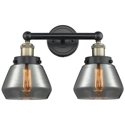 Innovations Lighting Edison Fulton 15.5"w 2 Light Black Brass Bath Light With Plated Smoke