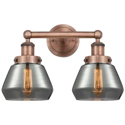 Innovations Lighting Edison Fulton 15.5"w 2 Light Copper Bath Light With Smoke Shade