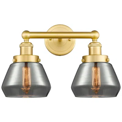 Innovations Lighting Edison Fulton 15.5"w 2 Light Satin Gold Bath Light With Plated Smoke S