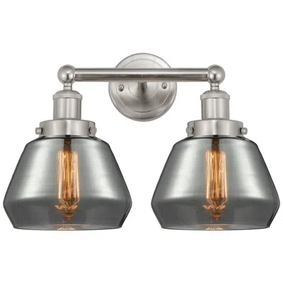 Innovations Lighting Edison Fulton 16" 2-light Brushed Satin Nickel Bath Light W/ Smoke Sha