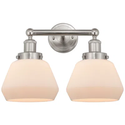 Innovations Lighting Edison Fulton 16" 2-light Brushed Satin Nickel Bath Light W/ White Sha
