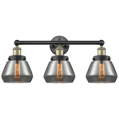 Innovations Lighting Edison Fulton 24.5"w 3 Light Black Brass Bath Light With Plated Smoke