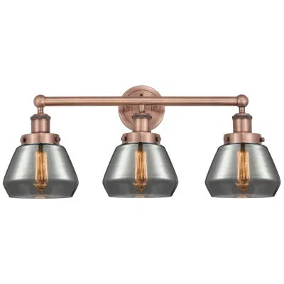Innovations Lighting Edison Fulton 24.5"w 3 Light Copper Bath Light With Smoke Shade