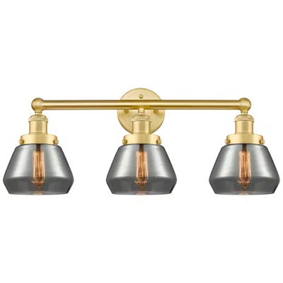 Innovations Lighting Edison Fulton 24.5"w 3 Light Satin Gold Bath Light With Plated Smoke S
