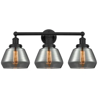 Innovations Lighting Edison Fulton 25" 3-light Matte Black Bath Light W/ Plated Smoke Shade