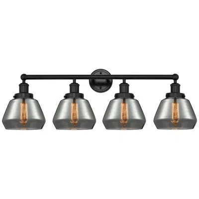 Innovations Lighting Edison Fulton 34" 4-light Matte Black Bath Light W/ Plated Smoke Shade