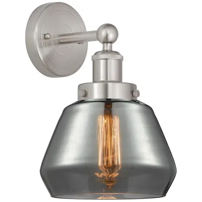 Innovations Lighting Edison Fulton 7" Brushed Satin Nickel Sconce W/ Plated Smoke Shade In Multi