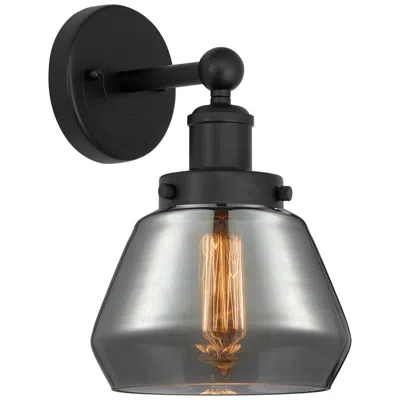 Innovations Lighting Edison Fulton 7" Matte Black Sconce W/ Plated Smoke Shade