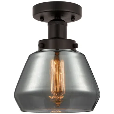 Innovations Lighting Edison Fulton 7" Oil Rubbed Bronze Semi Flush Mount W/ Plated Smoke Sh