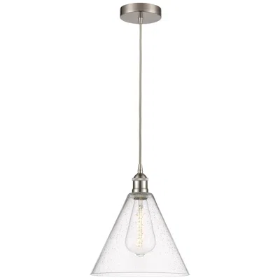 Innovations Lighting Edison Glass Cone 12" Brushed Nickel Corded Mini Pendant W/ Seedy Shad