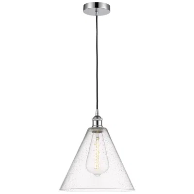 Innovations Lighting Edison Glass Cone 12" Polished Chrome Cord Hung Mini Pendant W/ Seedy