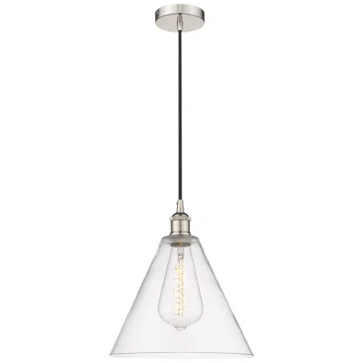 Innovations Lighting Edison Glass Cone 12" Polished Nickel Cord Hung Mini Pendant W/ Clear
