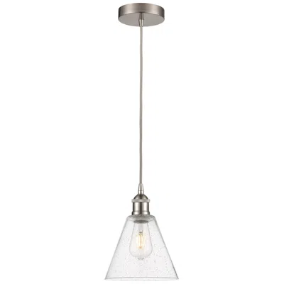 Innovations Lighting Edison Glass Cone 8" Brushed Nickel Corded Mini Pendant W/ Seedy Shade