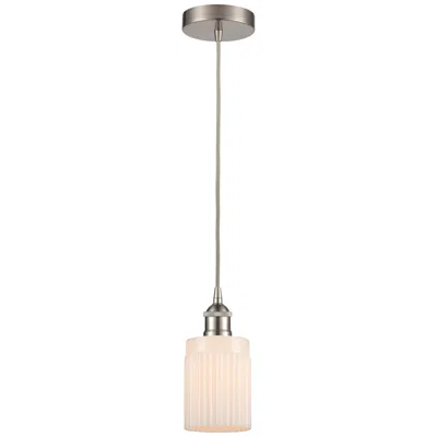 Innovations Lighting Edison Hadley 5" Brushed Satin Nickel Cord Hung Mini Pendant W/ White