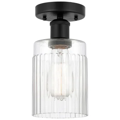 Innovations Lighting Edison Hadley 5" Matte Black Semi Flush Mount W/ Clear Shade