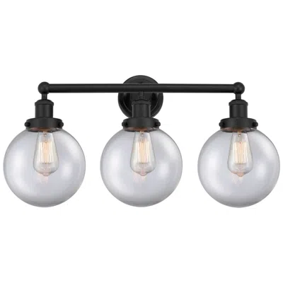 Innovations Lighting Edison Large Beacon 25" 3-light Matte Black Bath Light W/ Clear Shade