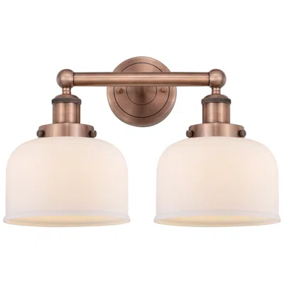 Innovations Lighting Edison Large Bell 15.5"w 2 Light Antique Copper Bath Light With White In Brown