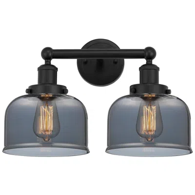 Innovations Lighting Edison Large Bell 16" 2-light Matte Black Bath Light W/ Plated Smoke S
