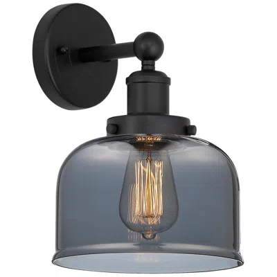 Innovations Lighting Edison Large Bell 7" Matte Black Sconce W/ Plated Smoke Shade