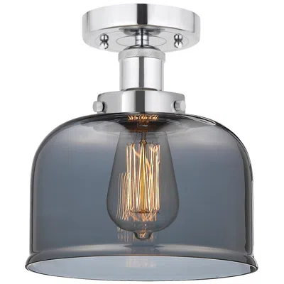 Innovations Lighting Edison Large Bell 7" Polished Chrome Semi Flush Mount W/ Plated Smoke