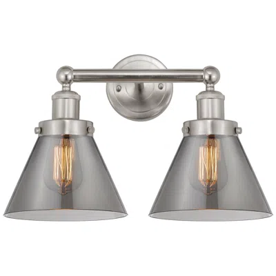Innovations Lighting Edison Large Cone 16" 2-light Brushed Nickel Bath Light W/ Smoke Shade