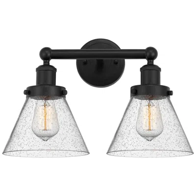 Innovations Lighting Edison Large Cone 16" 2-light Matte Black Bath Light W/ Seedy Shade