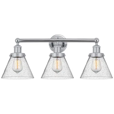 Innovations Lighting Edison Large Cone 25" 3-light Polished Chrome Bath Light W/ Seedy Shad