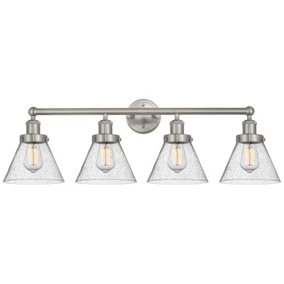 Innovations Lighting Edison Large Cone 34" 4-light Brushed Nickel Bath Light W/ Seedy Shade