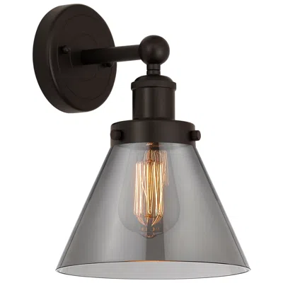 Innovations Lighting Edison Large Cone 7" Oil Rubbed Bronze Sconce W/ Plated Smoke Shade In Gray