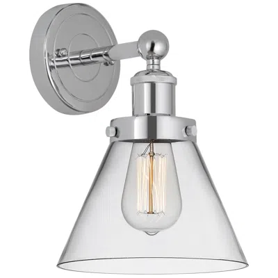 Innovations Lighting Edison Large Cone 7" Polished Chrome Sconce W/ Clear Shade