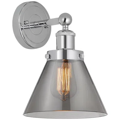 Innovations Lighting Edison Large Cone 7" Polished Chrome Sconce W/ Plated Smoke Shade