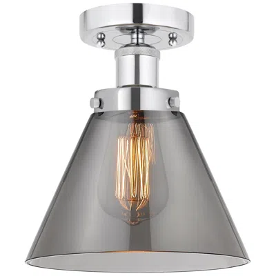 Innovations Lighting Edison Large Cone 7" Polished Chrome Semi Flush Mount W/ Plated Smoke In Gray