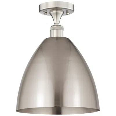 Innovations Lighting Edison Metal Bristol 12"w Brushed Nickel Semi-flush Mount W/ Nickel Sh