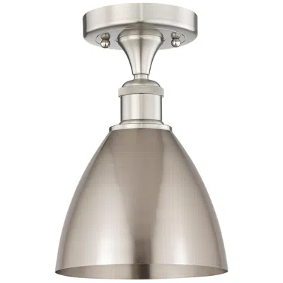 Innovations Lighting Edison Metal Bristol 7.5"w Brushed Nickel Semi-flush Mount W/ Nickel S In Gray