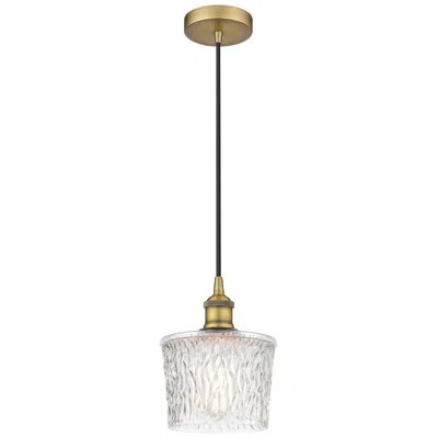 Innovations Lighting Edison Niagra 7" Brushed Brass Cord Hung Mini Pendant W/ Clear Shade