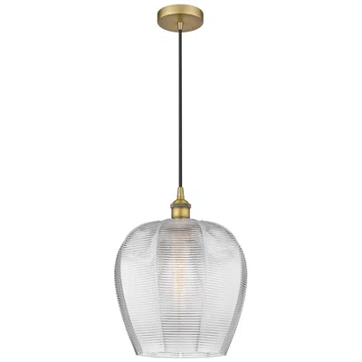 Innovations Lighting Edison Norfolk 12" Brushed Brass Cord Hung Mini Pendant W/ Clear Shade