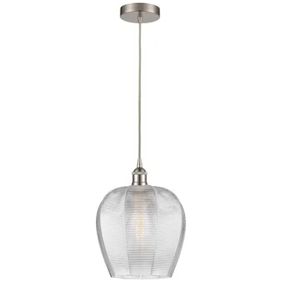 Innovations Lighting Edison Norfolk 12" Brushed Satin Nickel Corded Mini Pendant W/ Clear S