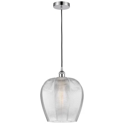 Innovations Lighting Edison Norfolk 12" Polished Chrome Cord Hung Mini Pendant W/ Clear Sha