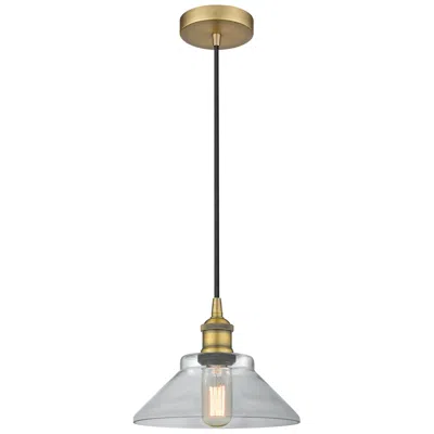 Innovations Lighting Edison Orwell 8" Brushed Brass Cord Hung Mini Pendant W/ Clear Shade