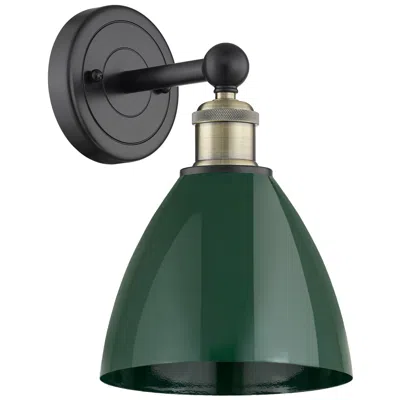 Innovations Lighting Edison Plymouth Dome 12"high Black Antique Brass Sconce With Green Sha