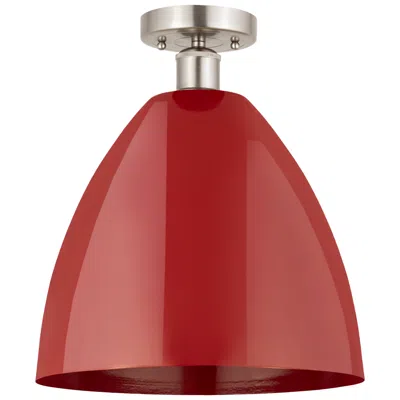 Innovations Lighting Edison Plymouth Dome 12"w Brushed Nickel Semi Flush Mount W/ Red Shade